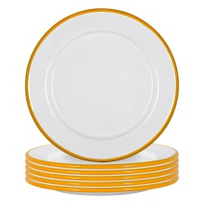 Argon Tableware White Enamel Side Plates - 20cm - Yellow - Pack of 6