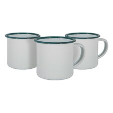 Argon Tableware White Enamel Espresso Cups - 130ml - Green - Pack of 6