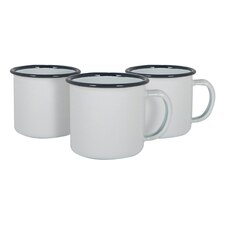 Argon Tableware White Enamel Espresso Cups - 130ml - Navy - Pack of 6