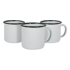 Argon Tableware White Enamel Espresso Cups - 130ml - Black - Pack of 6