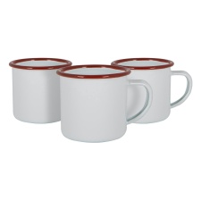 Argon Tableware White Enamel Espresso Cups - 130ml - Red - Pack of 6