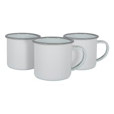 Argon Tableware White Enamel Espresso Cups - 130ml - Grey - Pack of 6