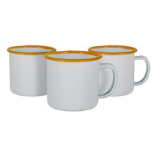 Argon Tableware White Enamel Espresso Cups - 130ml - Yellow - Pack of 6