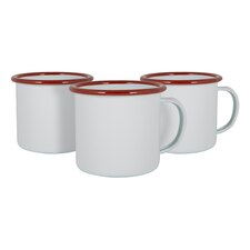 Argon Tableware White Enamel Mugs - 375ml - Red - Pack of 6