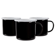 Argon Tableware Coloured Enamel Mugs - 375ml - Black - Pack of 6