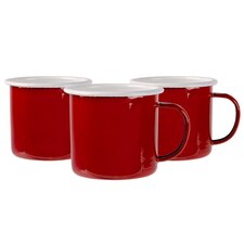 Argon Tableware Coloured Enamel Mugs - 375ml - Red - Pack of 6