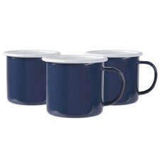 Argon Tableware Coloured Enamel Mugs - 375ml - Navy - Pack of 6