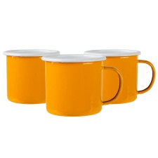 Argon Tableware Coloured Enamel Mugs - 375ml - Yellow - Pack of 6