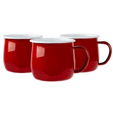 Argon Tableware Coloured Enamel Belly Mugs - 375ml - Red - Pack of 6