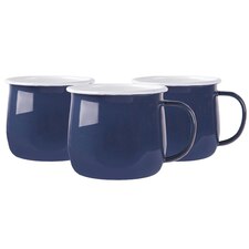 Argon Tableware Coloured Enamel Belly Mugs - 375ml - Navy - Pack of 6