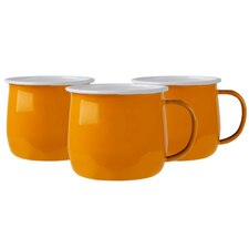 Argon Tableware Coloured Enamel Belly Mugs - 375ml - Yellow - Pack of 6