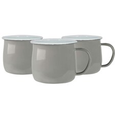 Argon Tableware Coloured Enamel Belly Mugs - 375ml - Grey - Pack of 6