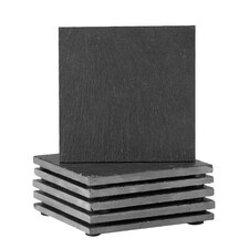 Argon Tableware Linea Square Slate Coasters - 10cm - Pack of 6