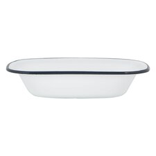 Argon Tableware White Enamel Pie Dish - 25.5cm - Navy