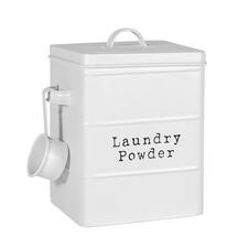 Harbour Housewares Vintage Metal Laundry Powder Canister - White