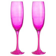 Argon Tableware Coloured Champagne Flutes - 220ml - Pink - Pack of 2