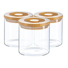 Argon Tableware Scandi Storage Jar with Wooden Lid - 550ml - Pack of 3