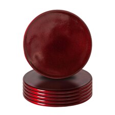 Argon Tableware Metallic Coasters - 10cm - Dark Red - Pack of 6