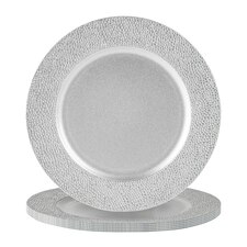 Argon Tableware Hammered Charger Plates - 33cm - Silver - Pack of 6