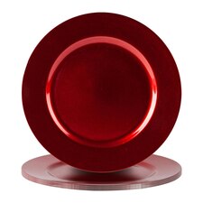 Argon Tableware Metallic Charger Plates - 33cm - Red - Pack of 6