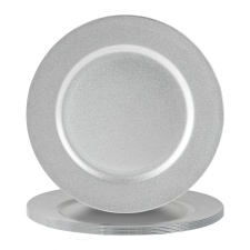 Argon Tableware Metallic Charger Plates - 33cm - Silver - Pack of 6