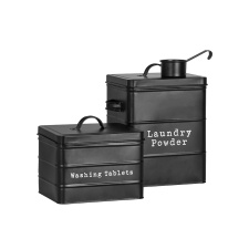 Harbour Housewares 2 Piece Vintage Metal Utility Canisters Set - Black