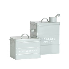 Harbour Housewares 2 Piece Vintage Metal Utility Canisters Set - Grey