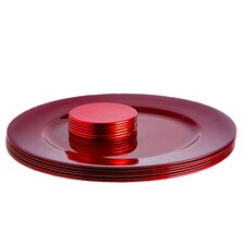 Argon Tableware 12 Piece Metallic Charger Plates Set - Red