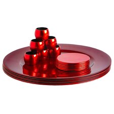 Argon Tableware 18 Piece Metallic Charger Plates Set - Red