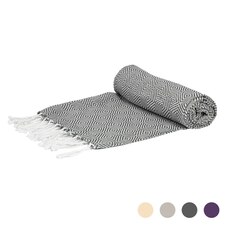 Nicola Spring Turkish Cotton Chevron Bath Towel - 172 x 90cm - Dark Grey
