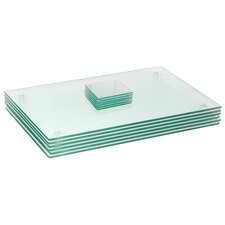 Harbour Housewares 12pc Glass Placemats & Coasters Set - 50cm x 40cm - Clear