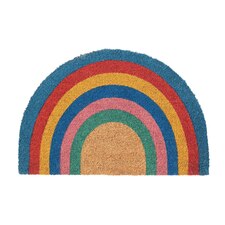 Nicola Spring Coir Half Moon Door Mat - 60 x 40cm - Rainbow Pastel