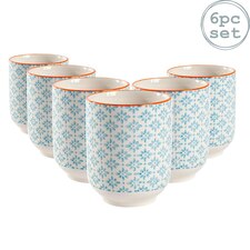 Nicola Spring Hand-Printed Tumblers - 280ml - Blue - Pack of 6