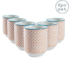 Nicola Spring Hand-Printed Tumblers - 280ml - Orange - Pack of 6