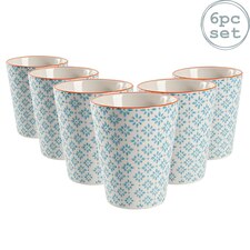 Nicola Spring Hand-Printed Tumblers - 300ml - Blue - Pack of 6