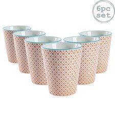 Nicola Spring Hand-Printed Tumblers - 300ml - Orange - Pack of 6