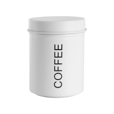 Harbour Housewares Round Metal Kitchen Coffee Canister - Matt White