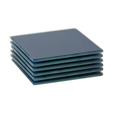 Harbour Housewares Glass Square Coasters - 10cm - Hague Blue - Pack of 6