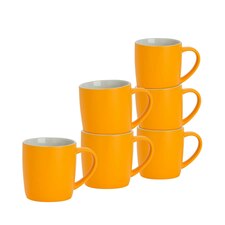 Argon Tableware Matt Coloured Coffee Mugs - 350ml - Yellow - Pack of 6