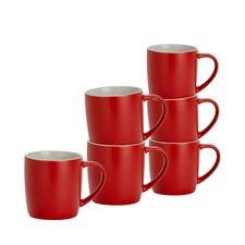 Argon Tableware Matt Coloured Coffee Mugs - 350ml - Red - Pack of 6