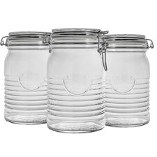 Bormioli Rocco Officina 1825 Glass Storage Jars - 1 Litre - Pack of 3