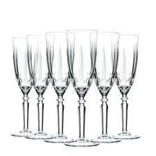 RCR Crystal Orchestra Cut Glass Champagne Flutes Glasses Set - 200ml - Pack of 6