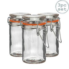 Argon Tableware Glass Storage Jars - 70ml - Orange Seal - Pack of 3