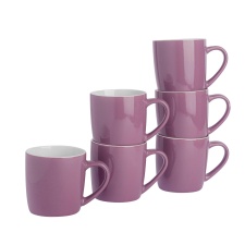 Argon Tableware Coloured Coffee Mugs - 350ml - Purple - Pack of 6