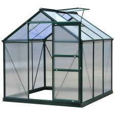 Outsunny 6x6ft Walk-In Polycarbonate Greenhouse Plant Grow Galvanized