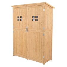 Outsunny Wooden Garden Shed Tool Storage Cabinet Double Door Natural