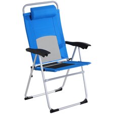 Outsunny Garden Folding Chair  Armchair Reclining Seat withPillow Blue