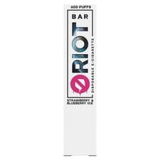 Bar Riot Disposable E-Cigarette - Strawberry, Blueberry Ice Nicotine Free 2ml