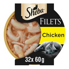 32 x 60g Sheba Fillets Adult Wet Cat Food Trays Chicken in Gravy