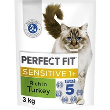 3kg Perfect Fit Advanced Nutrition Sensitive Adult Dry Cat Food Turkey (4x750g)